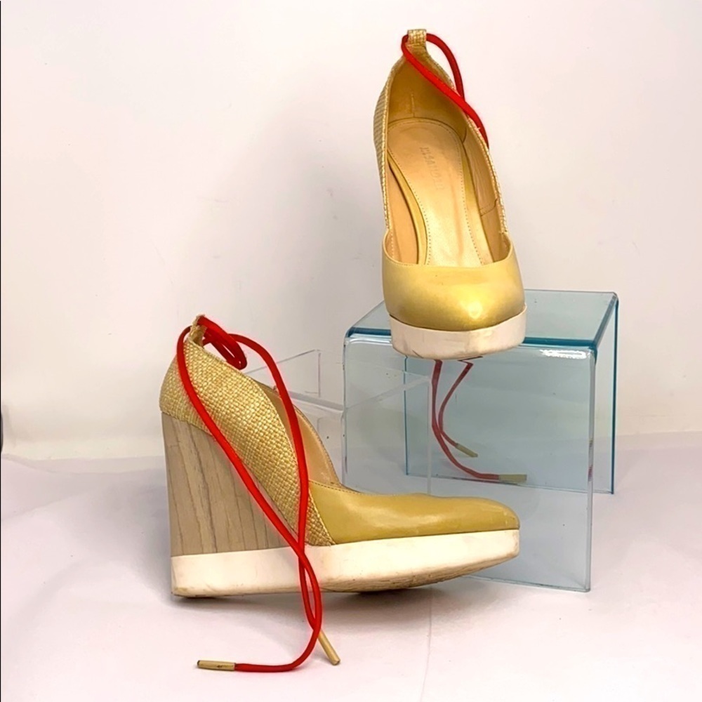 Jil Sander Sz 37 Beige Nude Wedge Shoes